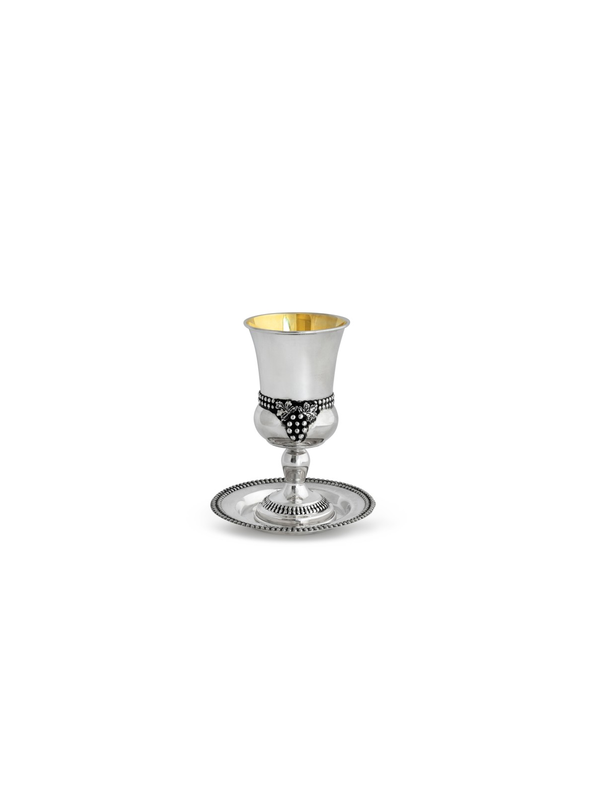 Tasse de Kiddouch aux raisins en argent sterling avec ensemble d'assiettes, cadeaux de Pâque, I