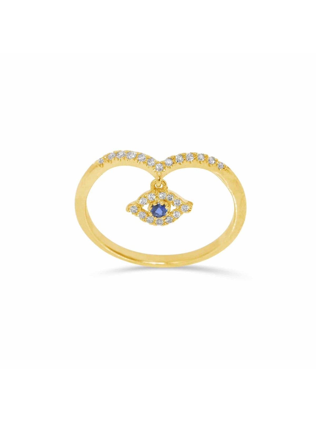 Bague en diamant jaune 14 carats contre le mauvais œil, cadeaux Tu B'Av, judaïque israélien
