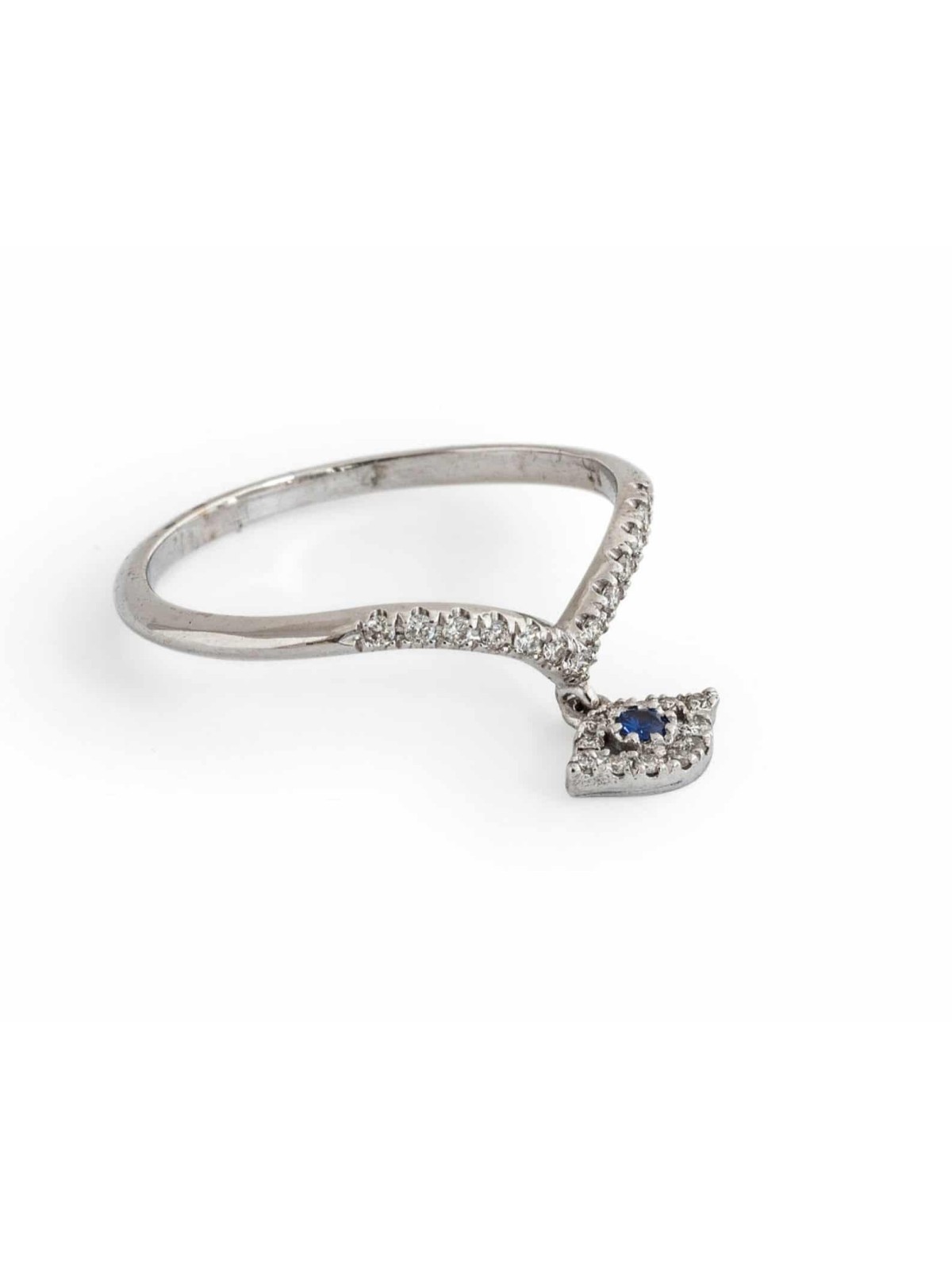 Yellow 14k Gold Evil Eye Diamond Ring , Tu B'Av Gifts , Israeli Judaic