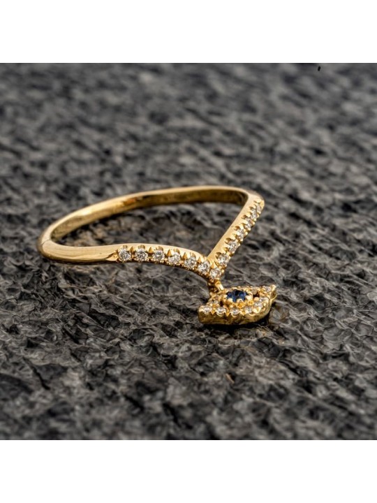 Bague en diamant jaune 14 carats contre le mauvais œil, cadeaux Tu B'Av, judaïque israélien