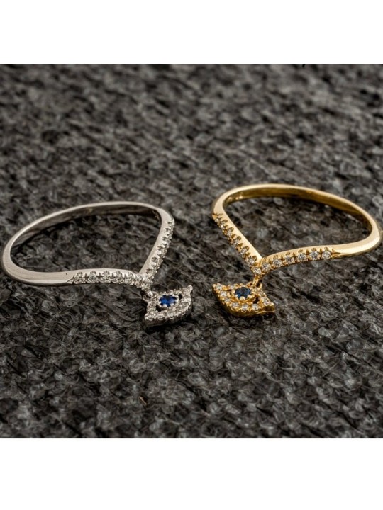 Bague en diamant jaune 14 carats contre le mauvais œil, cadeaux Tu B'Av, judaïque israélien
