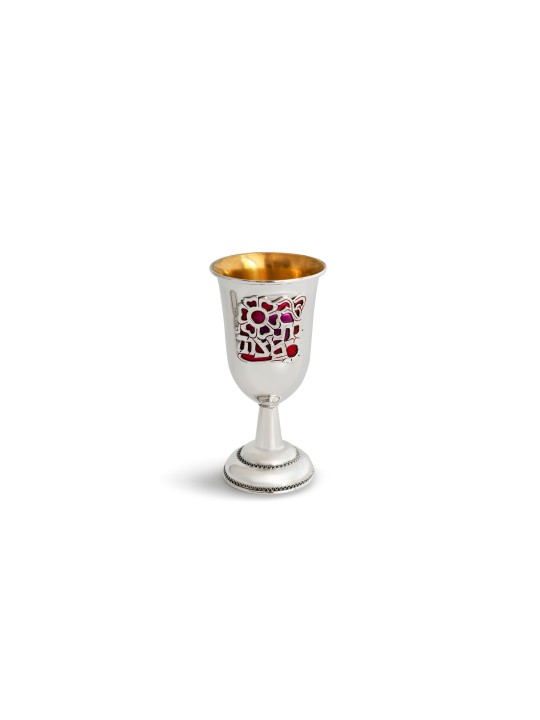 Sterling Silver Enamel Kiddush Set for Bat Mitzvah , Passover Gifts ,