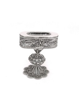 Silver Filigree Havdalah Candle Holder With Flower , Tu B'Av Gifts , I