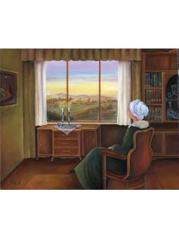 Observing The Shabbat Candles Painting Print , Tu B'Av Gifts , Israeli