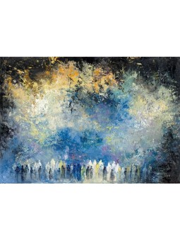 Unique Western Wall Blue Painting Print , Jewish Abstract Art , Israel
