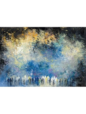 Unique Western Wall Blue Painting Print , Jewish Abstract Art , Israel