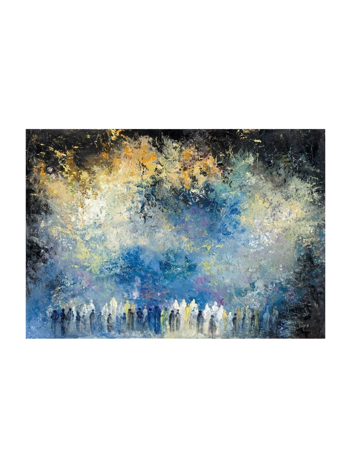 Impression unique de peinture bleue du Mur occidental, Art abstrait juif, Israël