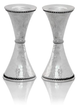Sterling Silver Hammered Candlesticks Filigree Dec , Passover Gifts ,
