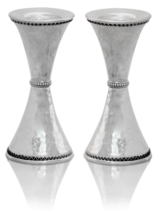 Sterling Silver Hammered Candlesticks Filigree Dec , Passover Gifts ,