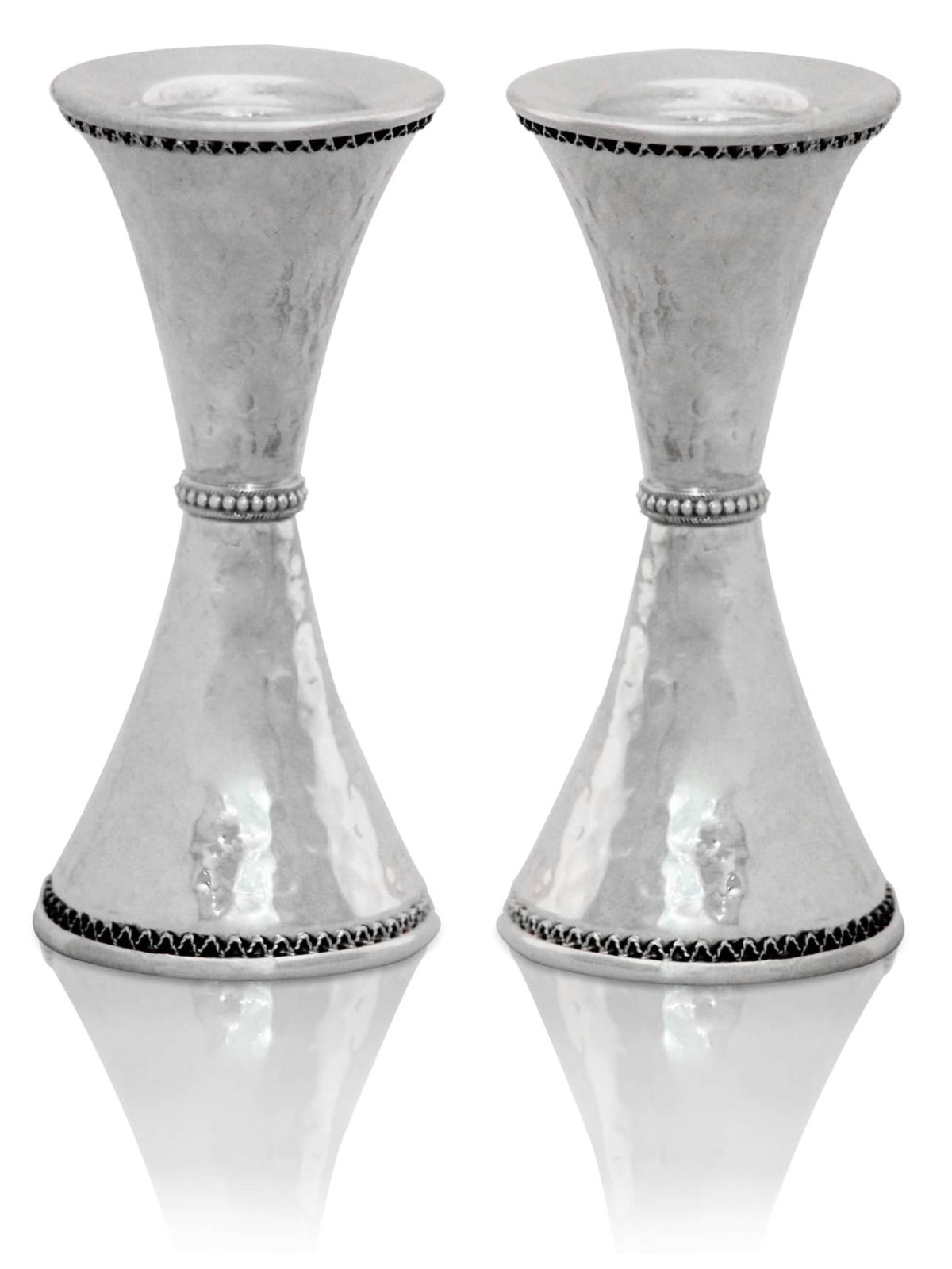 Sterling Silver Hammered Candlesticks Filigree Dec , Passover Gifts ,