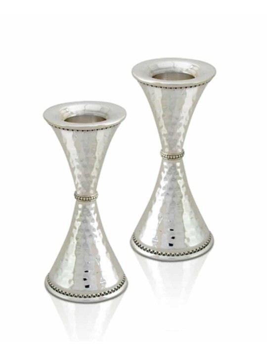 Sterling Silver Hammered Candlesticks Filigree Dec , Passover Gifts ,