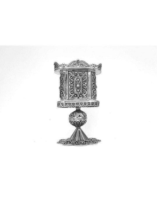 Stunning Goblet-like Silver Candle Holder for Havd , Tu B'Av Gifts , I
