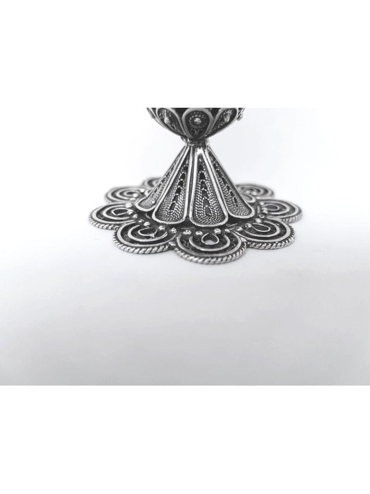 Stunning Goblet-like Silver Candle Holder for Havd , Tu B'Av Gifts , I