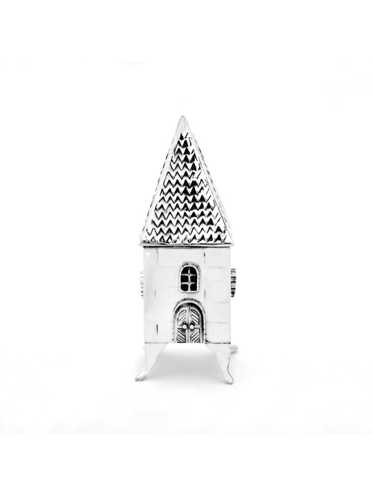 Boîte Besamim en argent en forme de maison, cadeaux Tu B'Av, Judaica israélienne
