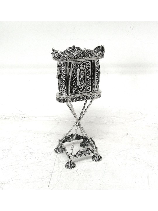 Brilliant Silver Filigree Tower Candle Holder for  , Tu B'Av Gifts , I