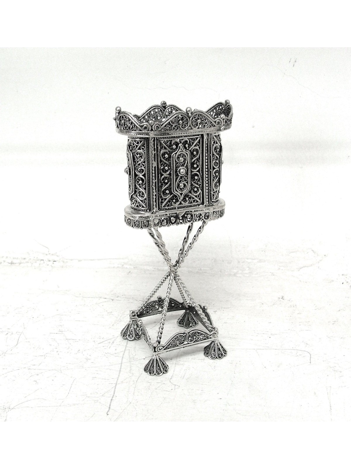 Brilliant Silver Filigree Tower Candle Holder for  , Tu B'Av Gifts , I