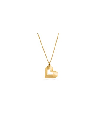 Delicate Thick Heart 14K Yellow Gold Necklace , Jewish Wedding Gifts ,