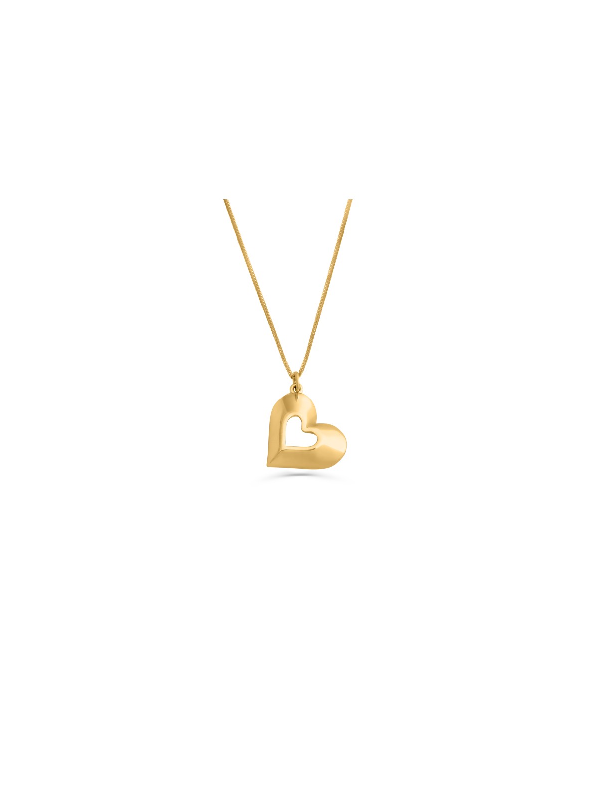 Delicate Thick Heart 14K Yellow Gold Necklace , Jewish Wedding Gifts ,