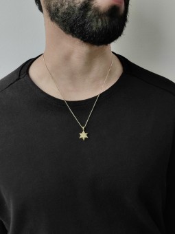 Étoile de David en or jaune moyen 14 carats avec diamant, cadeaux Tu B'Av, est