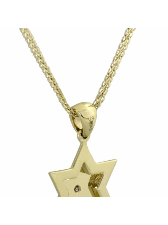Étoile de David en or jaune moyen 14 carats avec diamant, cadeaux Tu B'Av, est