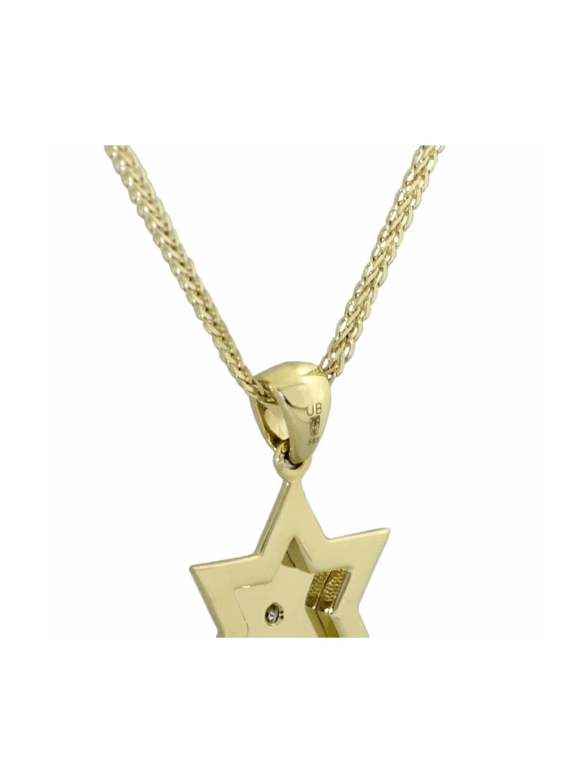 Étoile de David en or jaune moyen 14 carats avec diamant, cadeaux Tu B'Av, est