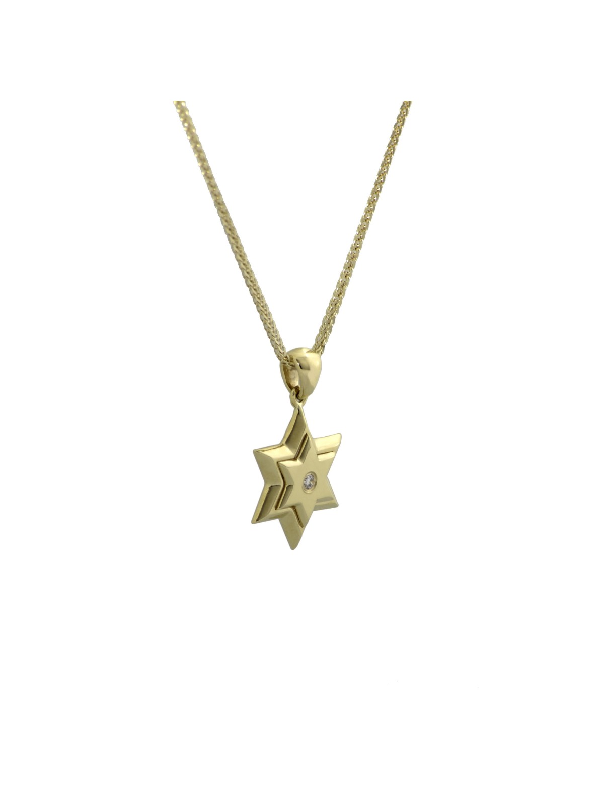 Étoile de David en or jaune moyen 14 carats avec diamant, cadeaux Tu B'Av, est