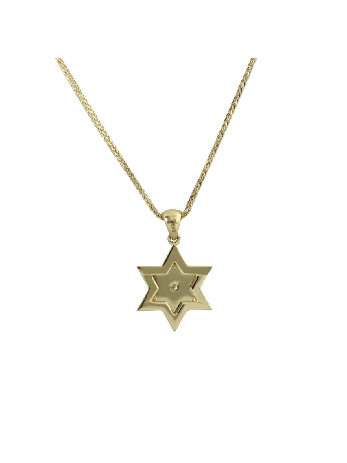 Étoile de David en or blanc 14 carats de taille moyenne avec diamant, cadeaux Tu B'Av, I