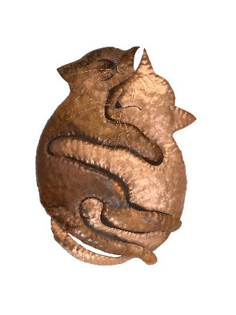 Beau 3D étreignant l'art de mur d'animaux de cuivre de chats, Gif juif de mariage
