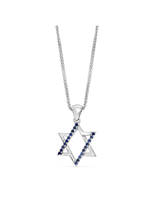 Pendentif Magen David Saphir Bleu Inspiré par les Cadeaux Tu B'Av , I