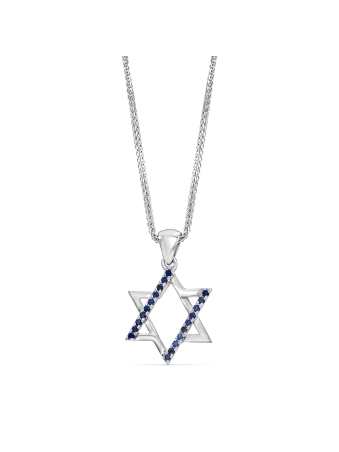 Pendentif Magen David Saphir Bleu Inspiré par les Cadeaux Tu B'Av , I