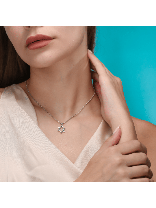 Pendentif Magen David Saphir Bleu Inspiré par les Cadeaux Tu B'Av , I