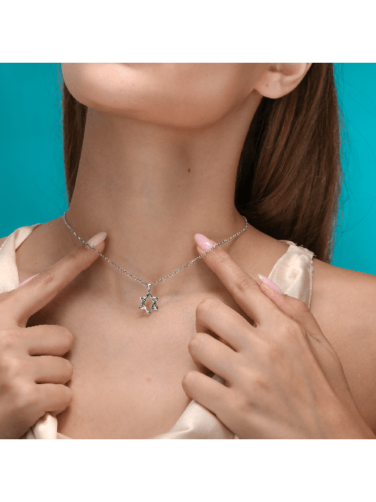 Pendentif Magen David Saphir Bleu Inspiré par les Cadeaux Tu B'Av , I