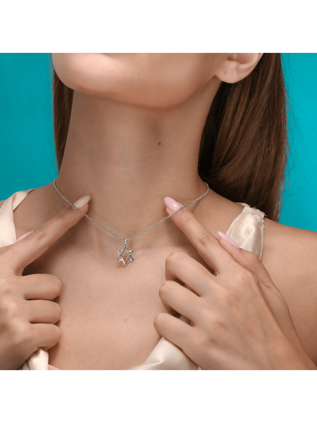 Pendentif Magen David Saphir Bleu Inspiré par les Cadeaux Tu B'Av , I