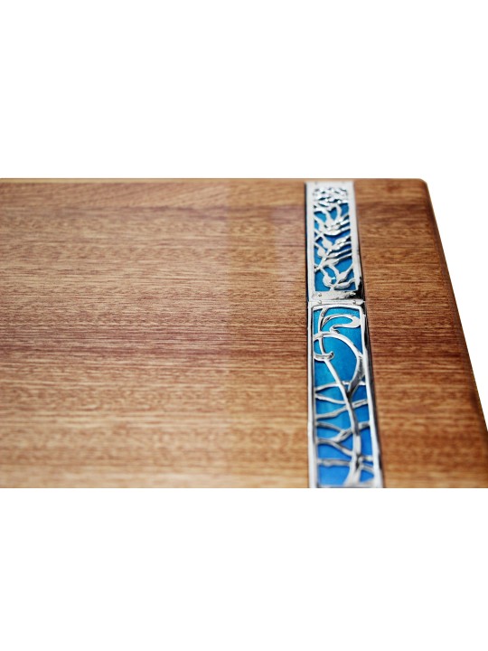 Planche Challah en émail bleu et turquoise avec couteau, cadeaux Tu B'Av, I