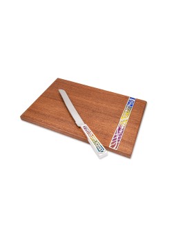 Ensemble de Shabbat décoré - Planche et couteau Challah , Cadeaux Tu B'Av , Isra