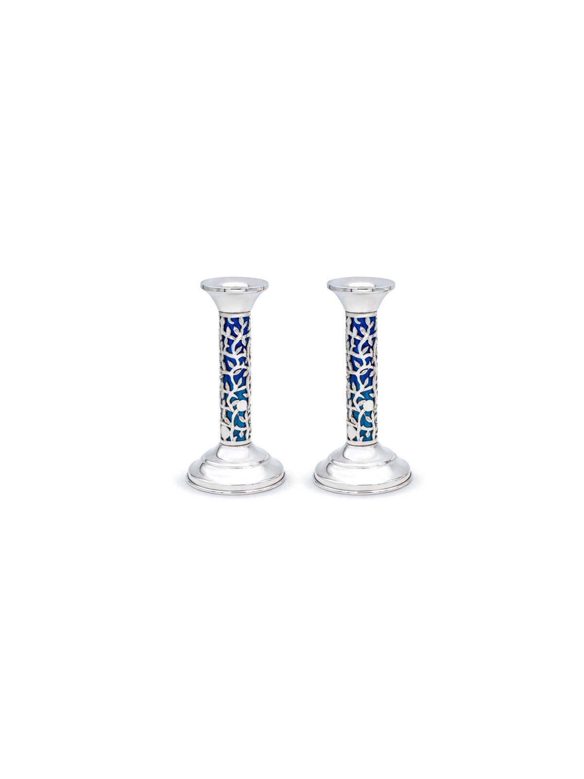 Planche Challah bleue avec couteau et bâtons de château, bougie en argent sterling