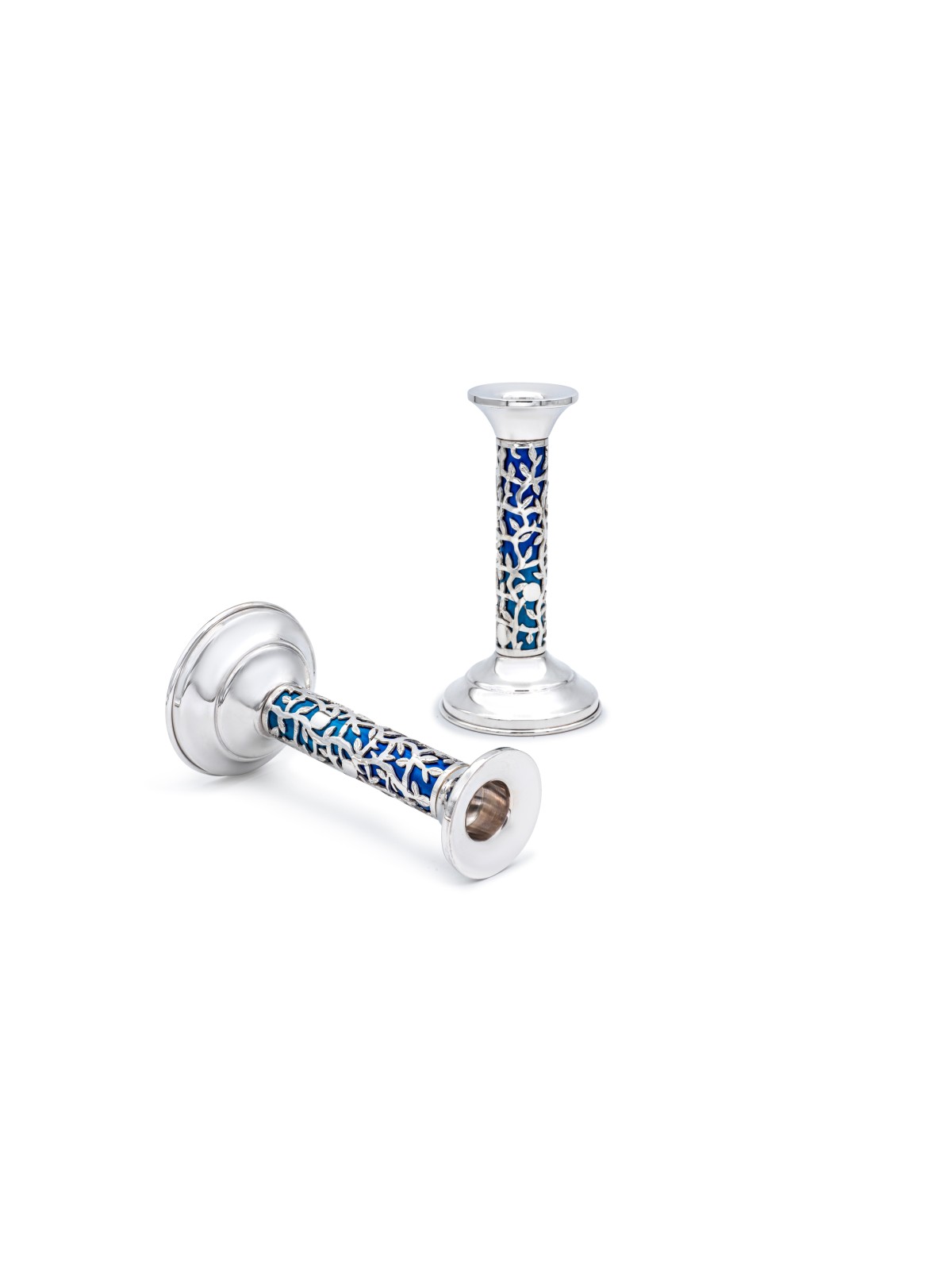 Planche Challah bleue avec couteau et bâtons de château, bougie en argent sterling