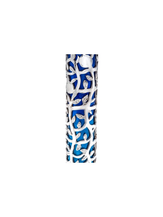Planche Challah bleue avec couteau et bâtons de château, bougie en argent sterling