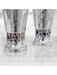 Coupe de Kiddouche martelée avec bénédiction sur Bac coloré, Kiddush Cu moderne