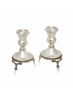 Petite 925 Sterling Silver Candlesticks with Leg , Sterling Silver Can