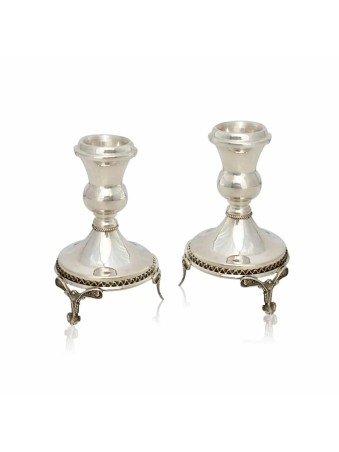 Petits chandeliers en argent sterling 925 avec jambe, boîte en argent sterling