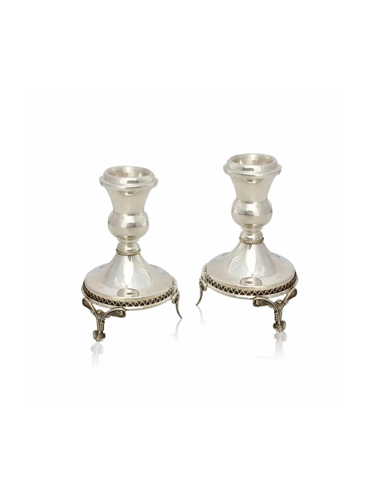 Petits chandeliers en argent sterling 925 avec jambe, boîte en argent sterling