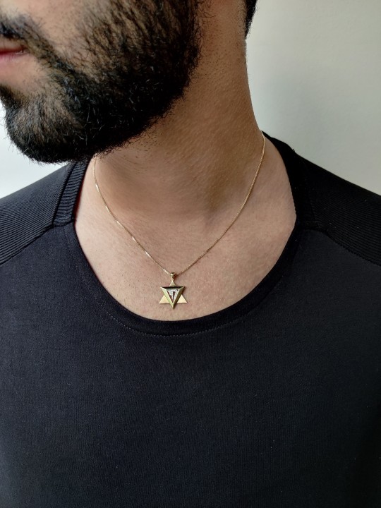 Pendentif moderne Chai Gold Star of David Jaune , Tu B'Av Gifts , Israël