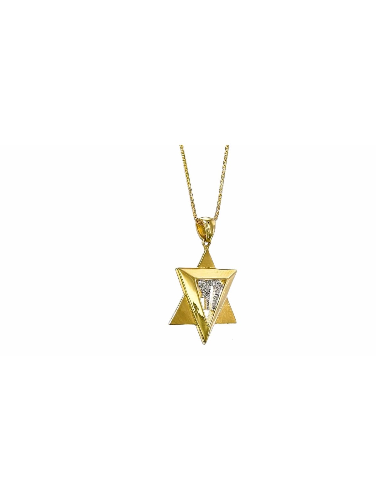 Pendentif moderne Chai Gold Star of David Jaune , Tu B'Av Gifts , Israël