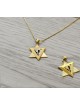 Modern Chai Gold Star of David pendant Yellow , Tu B'Av Gifts , Israel
