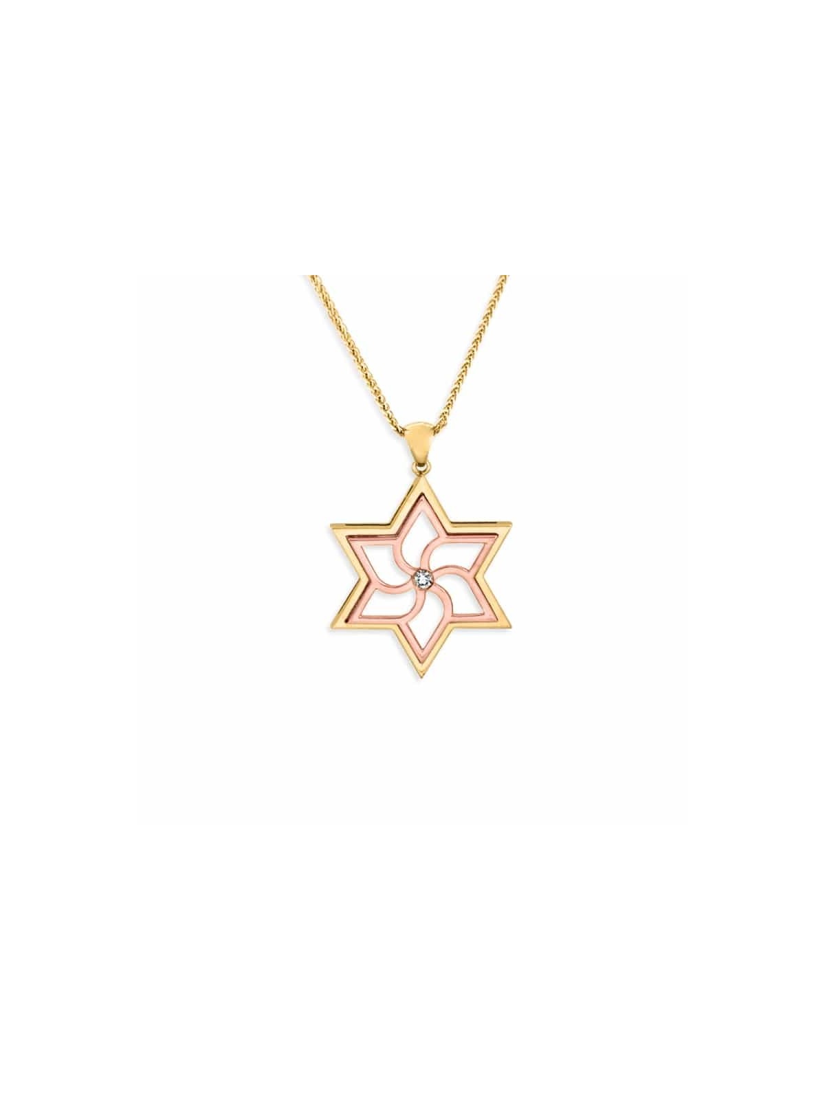Pendentif étoile de David moderne géométrique en or jaune, cadeaux Tu B'Av, I