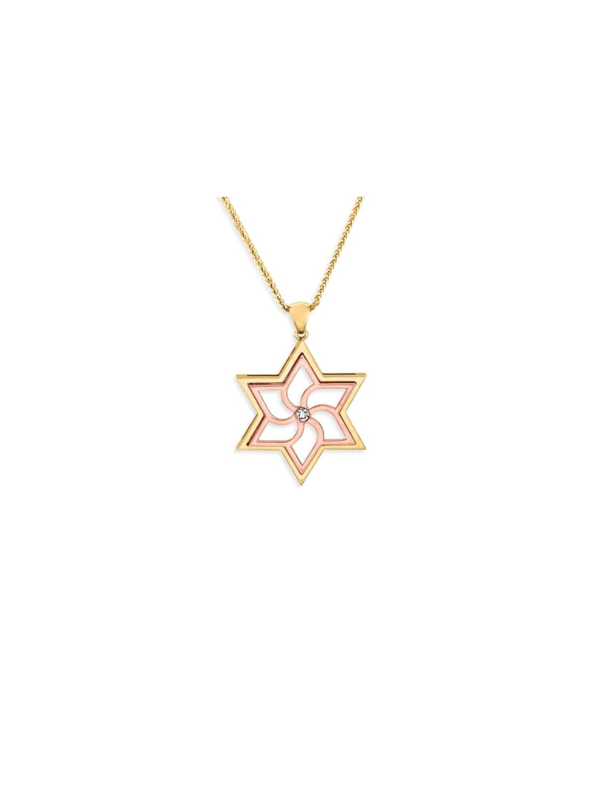 Pendentif étoile de David moderne géométrique en or jaune, cadeaux Tu B'Av, I