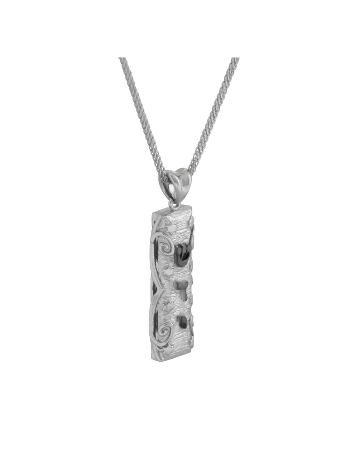 14K White Gold Mezuzah Cover Pendant , Tu B'Av Gifts , Israeli Judaica