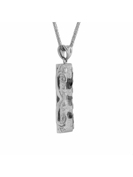 14K White Gold Mezuzah Cover Pendant , Tu B'Av Gifts , Israeli Judaica