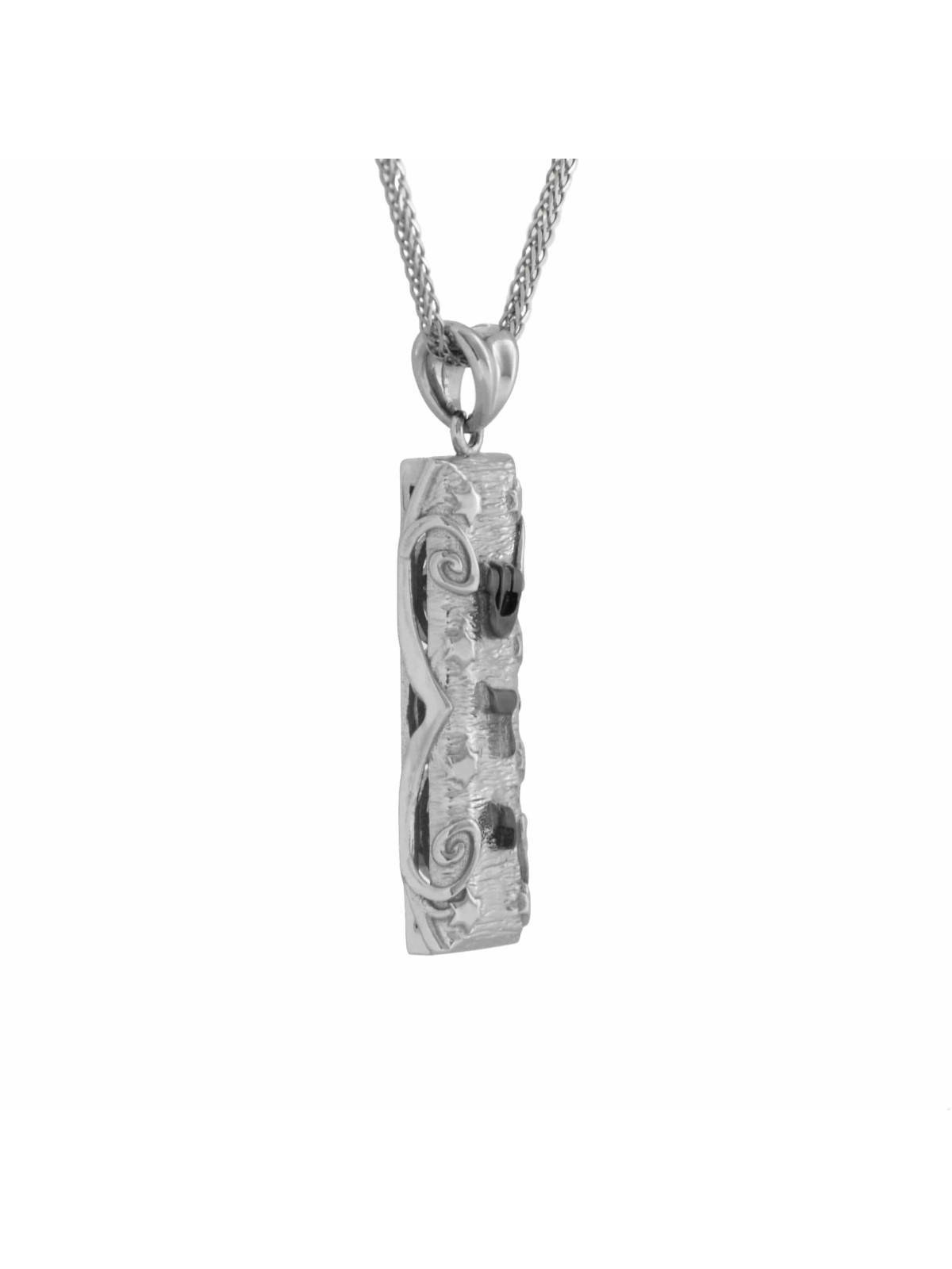 14K White Gold Mezuzah Cover Pendant , Tu B'Av Gifts , Israeli Judaica
